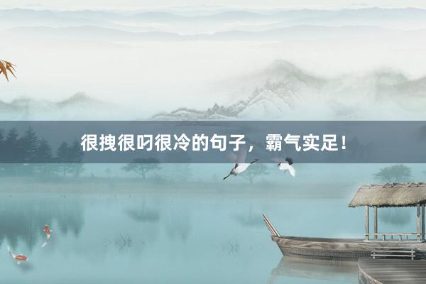 很拽很叼很冷的句子，霸气实足！