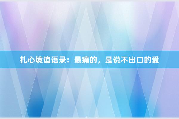 扎心境谊语录：最痛的，是说不出口的爱