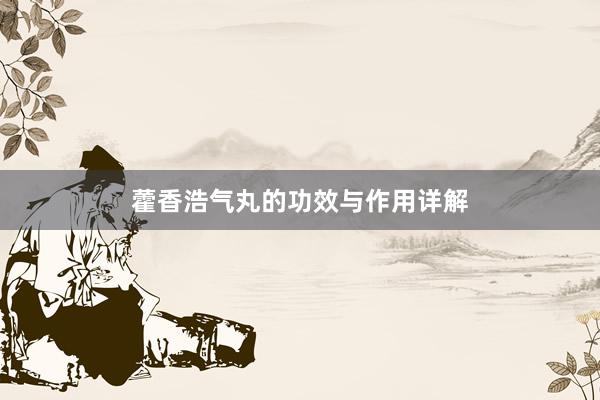 藿香浩气丸的功效与作用详解